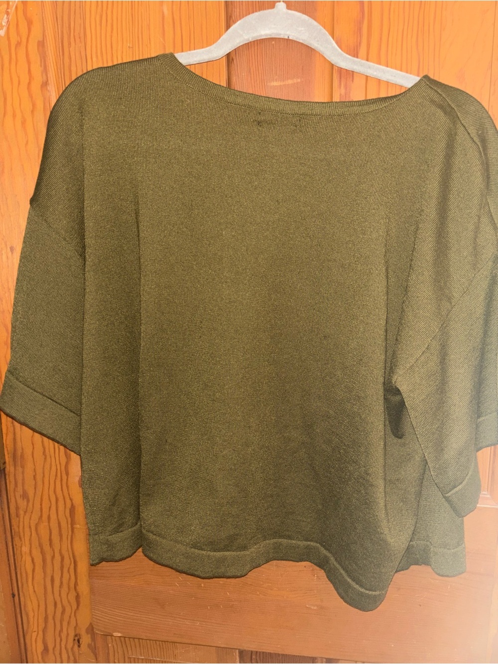 NWT Halogen Olive Green Cropped Short Sleeve Top - Picture 4 of 4